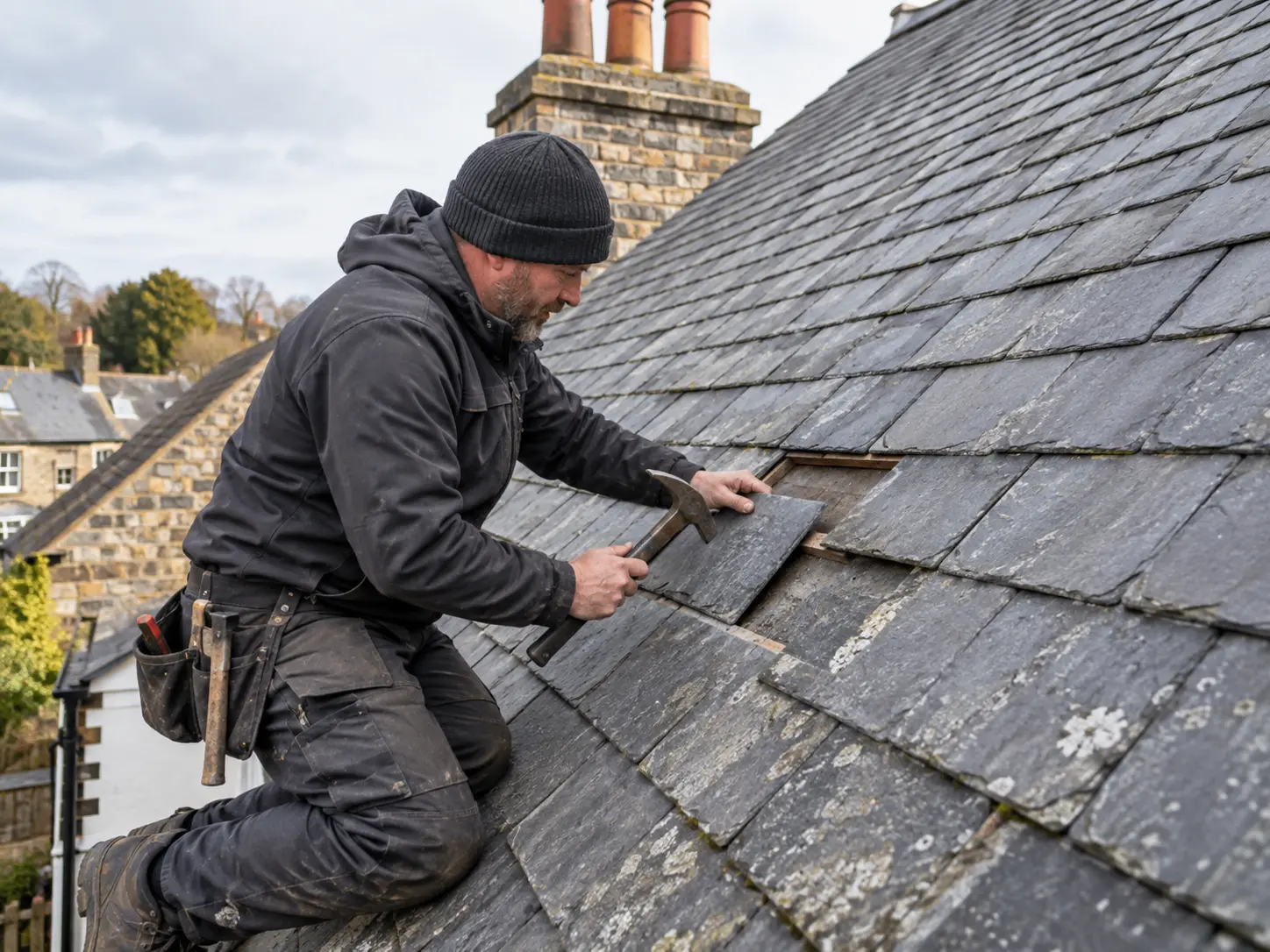 Slate Roof Repairs carried out by a roofing contractor